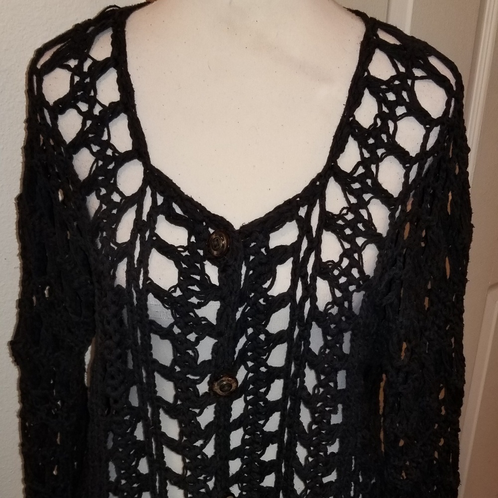 Vintage crochet wrap cardigan M/L